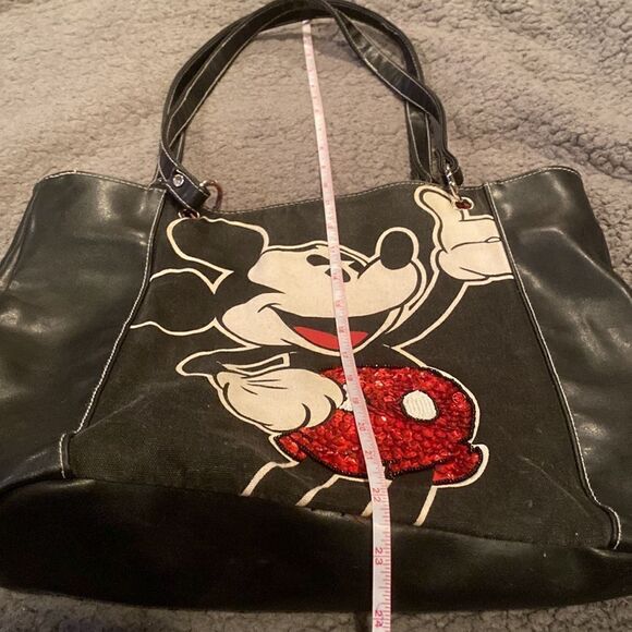 Mickey Mouse Black Purse Shoulder Bag Red Sequin Belly Vintage - Picture 5 of 11